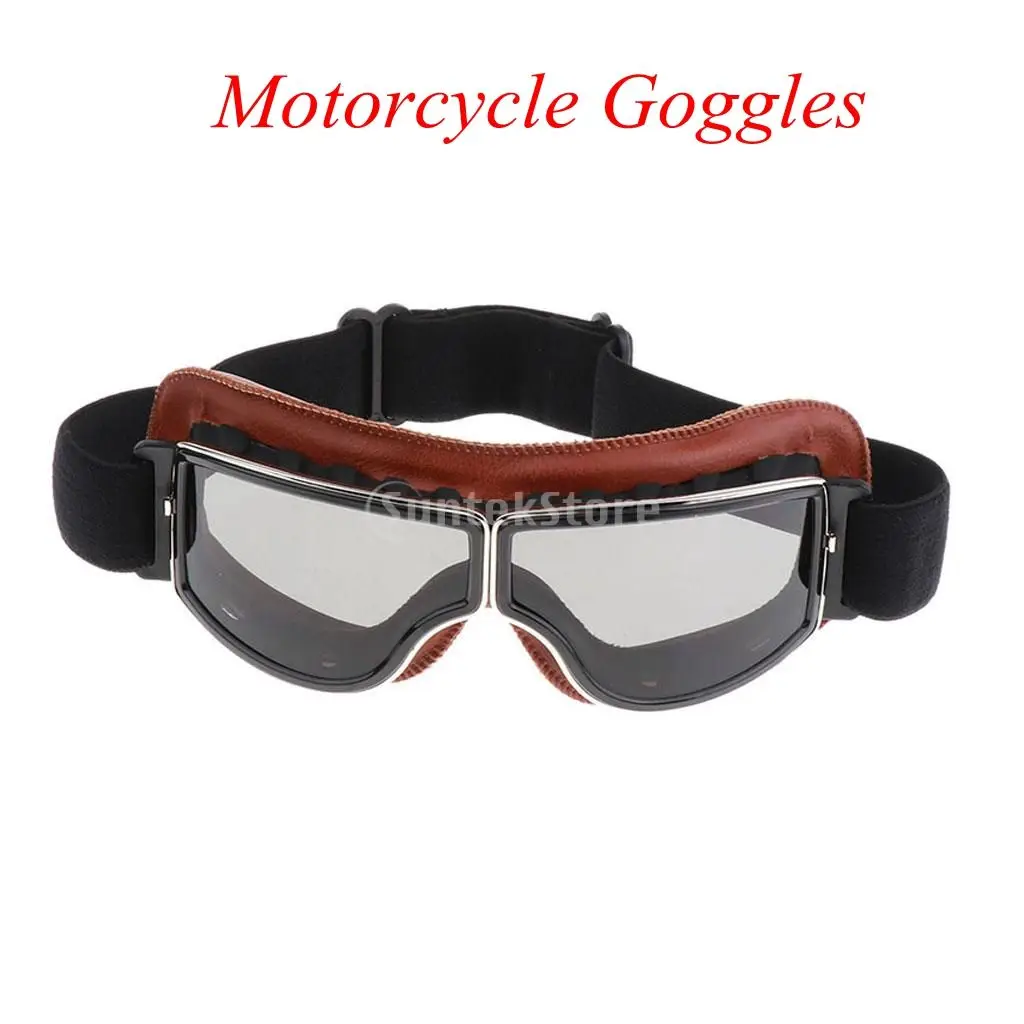 1 Pcs Universal Vintage Motorcycle Goggles Pilot Motorbike Scooter Biker Glasses Helmet Goggles For Harley ABS Frame PC Lens