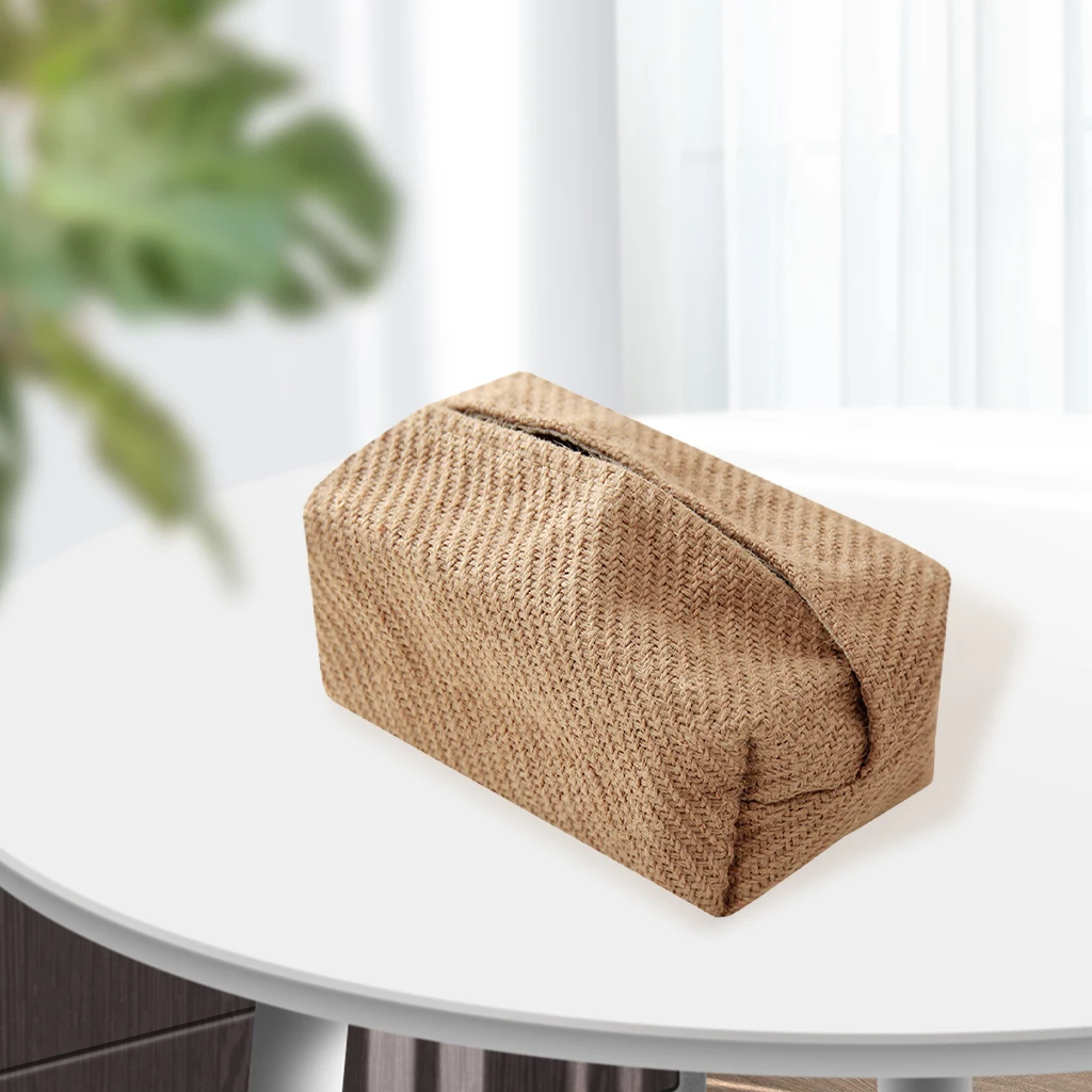 Rectangular Elegant Linen Tissue Box Cover Covers Tabletop Napkin Dispenser Holder for Living Room Bathroom Countertop Dresser