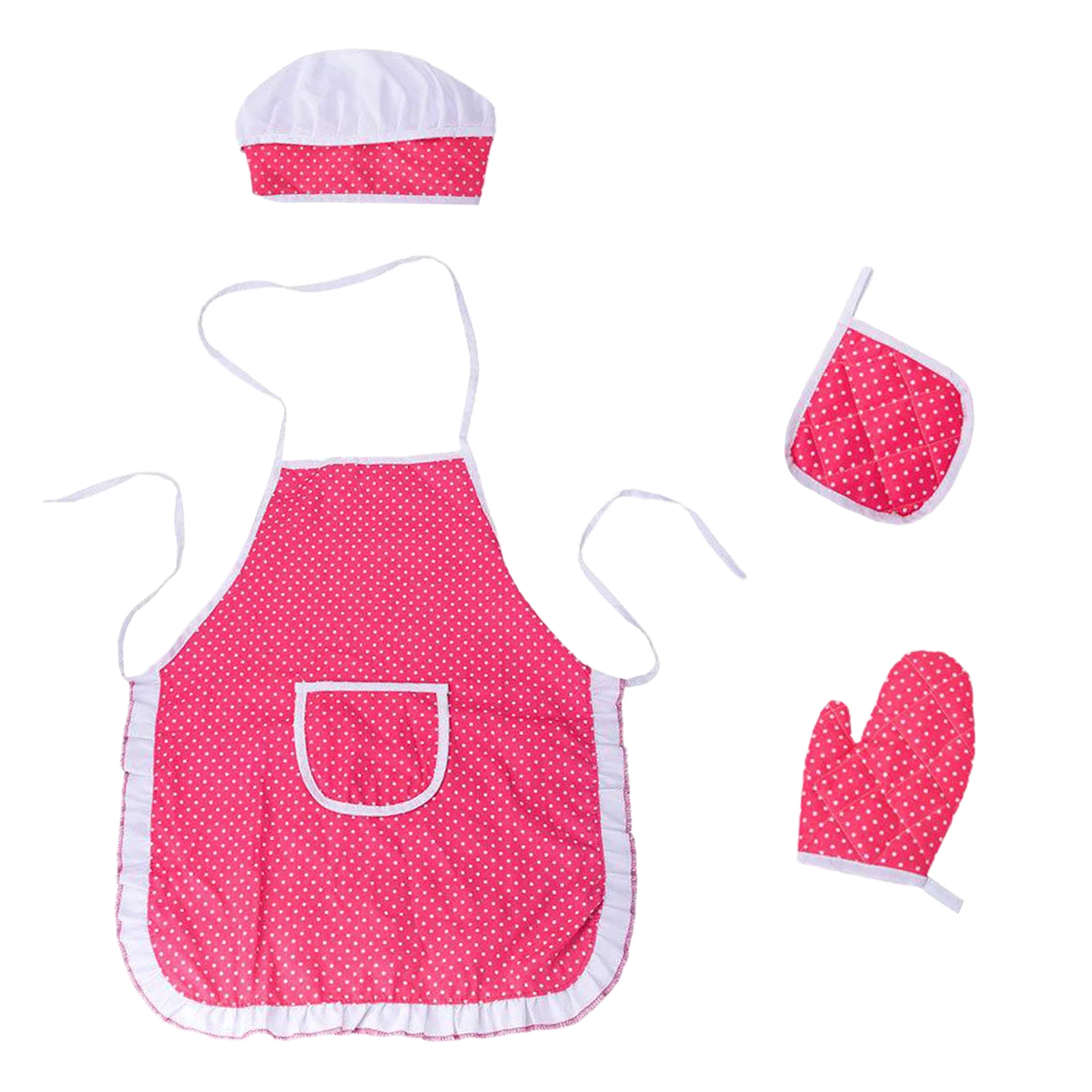 Chef Set for Kids,4Pcs Cooking Set for Boys Girls Toddler Role Play Cook Costume with Apron, Chef Hat, Oven Mitt ,Hot Pad