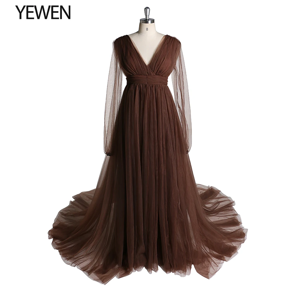 evening dresses for women Higher Quality Full Sleeves Evening Dress 2021 Maternity Photography Gowns Custom Made Maternity Photography Dress Gowns YEWEN ball gown for women