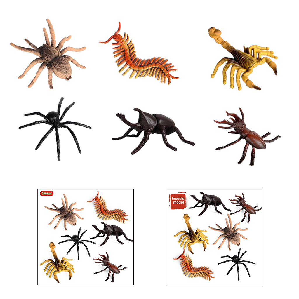 6pieces Insects Figures Toys Science Halloween Party Insect Figurines Set