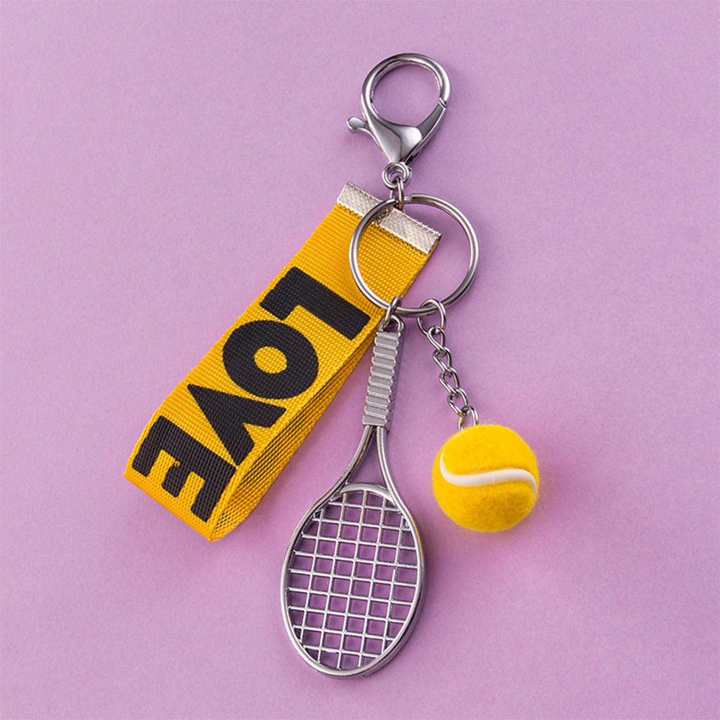 Cute Sport Mini Tennis Racket Pendant Keychain Keyring Key Chain Ring Finder Holer Gifts for Teenager