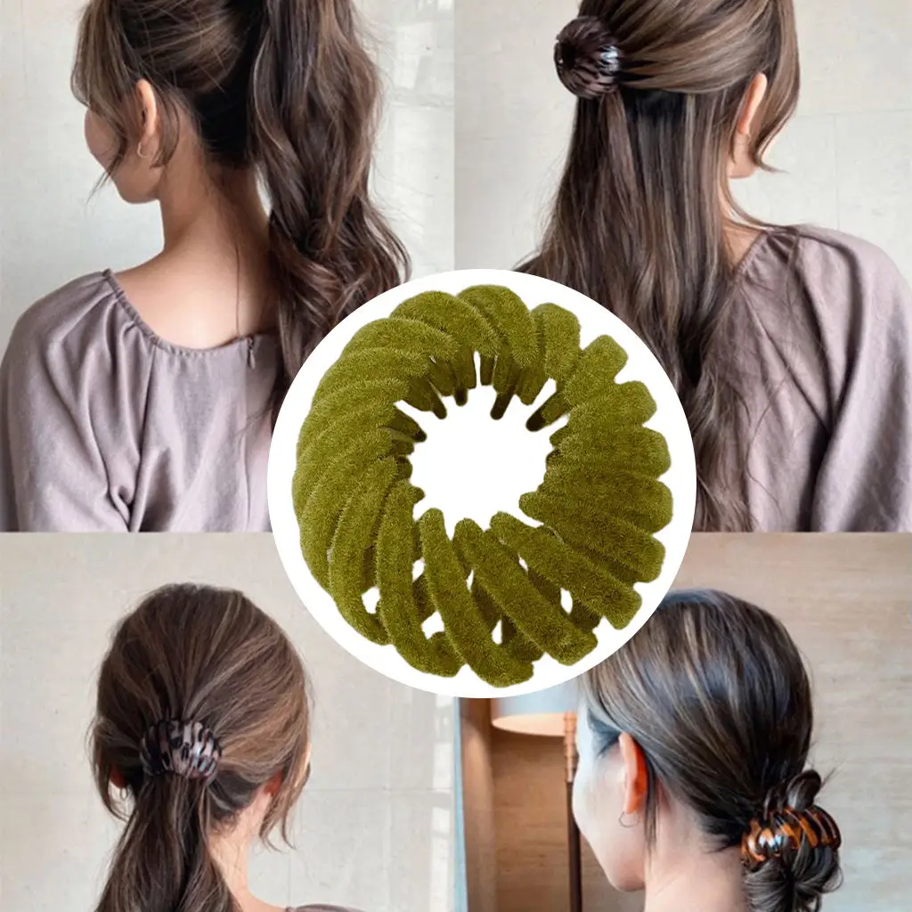 Fashion Hair Bands Retractable Ponytail Holder Bun Clip Accessorie Girls