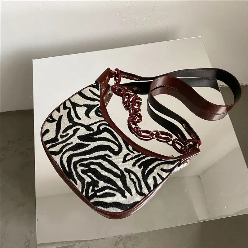 bolsa de mão feminina estampa zebra em couro bolsa de ombro fashion retrô para estilo compras ulzzang