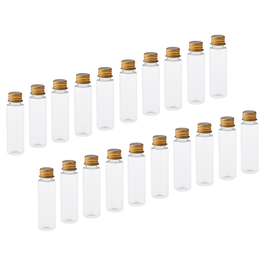 20Pcs Plastic Refillable Travel Bottles Aluminum Screw Caps Container 30ml