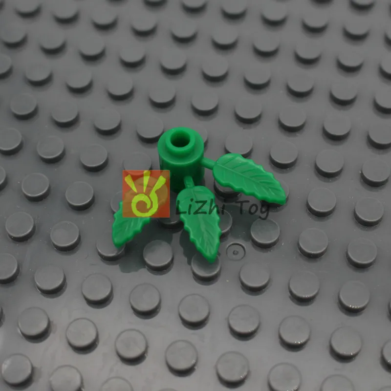 30176 Lego Plant Brick Round 1x1 with 3 Bamboo Leaves Green x4 