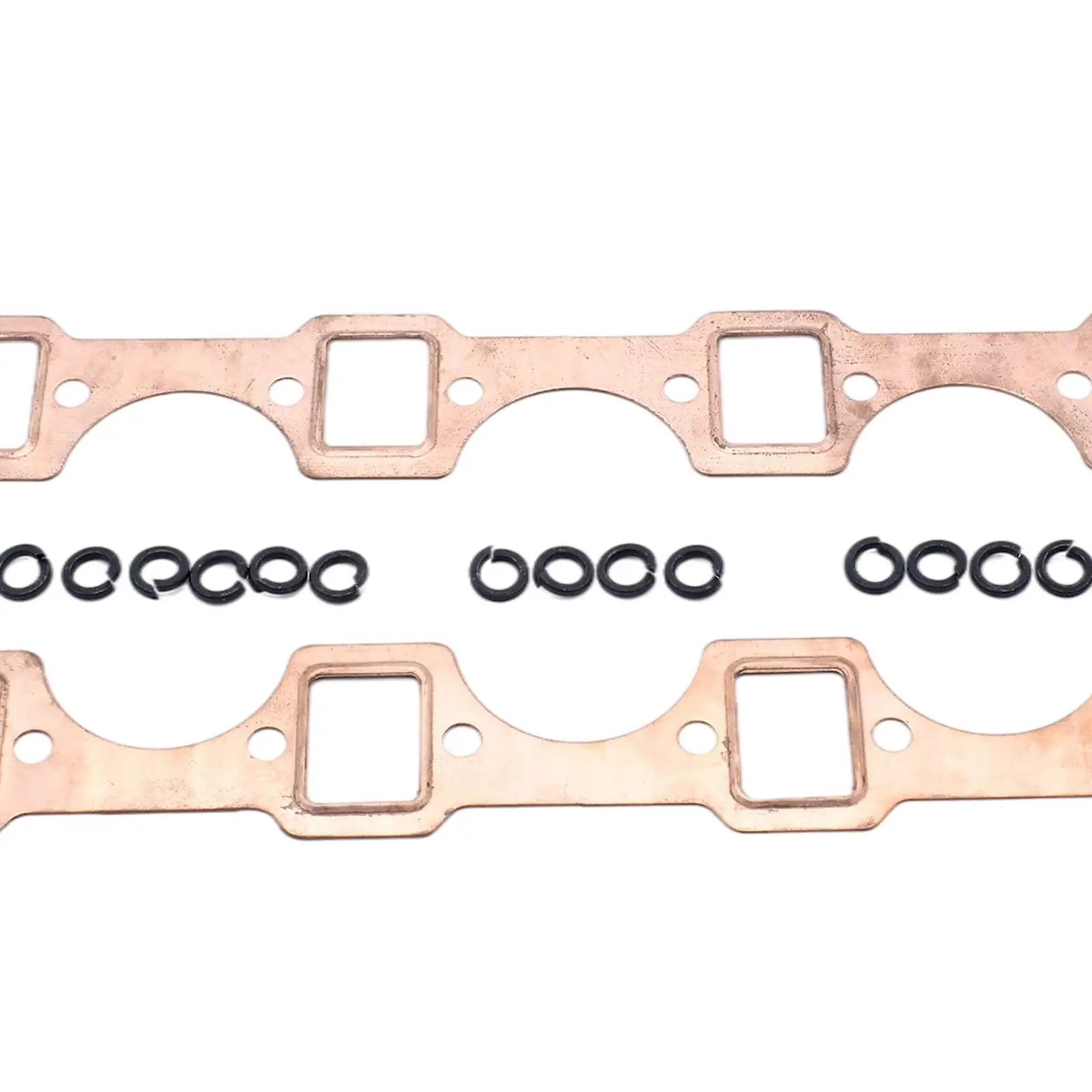 2 Pieces Exhaust Header Gaskets Plating Small Block Port Gasket Reusable Copper for Ford 289 4.8L 351W 5.8L 260 4.3L 62-86