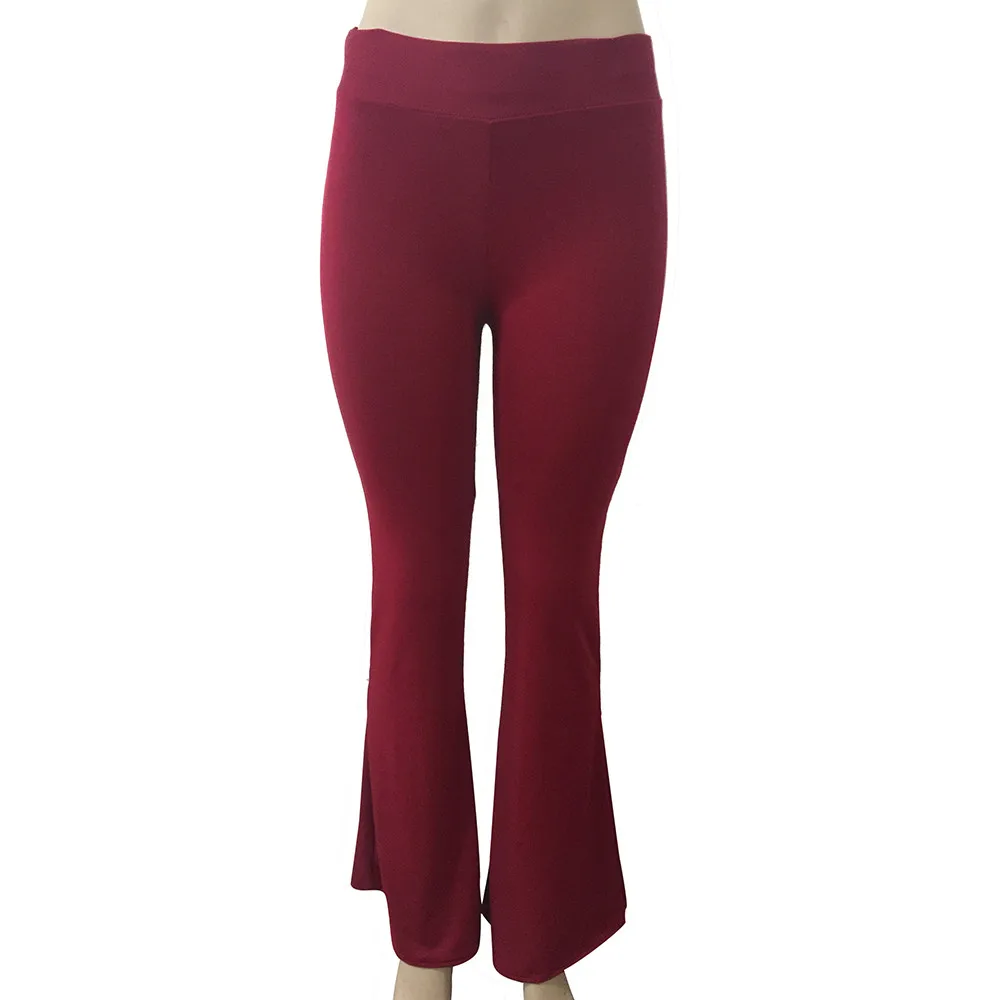 Tanie Moda damska Casual jednokolorowy cienki spodnie z wysokim stanem elastyczność sklep