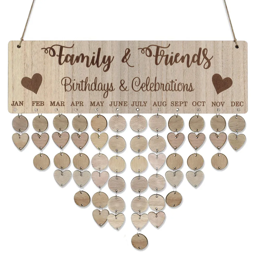 Details about   DIY Wooden Birthday Calendar Board Family Friends Sign Dates Hanging Decor Gift
