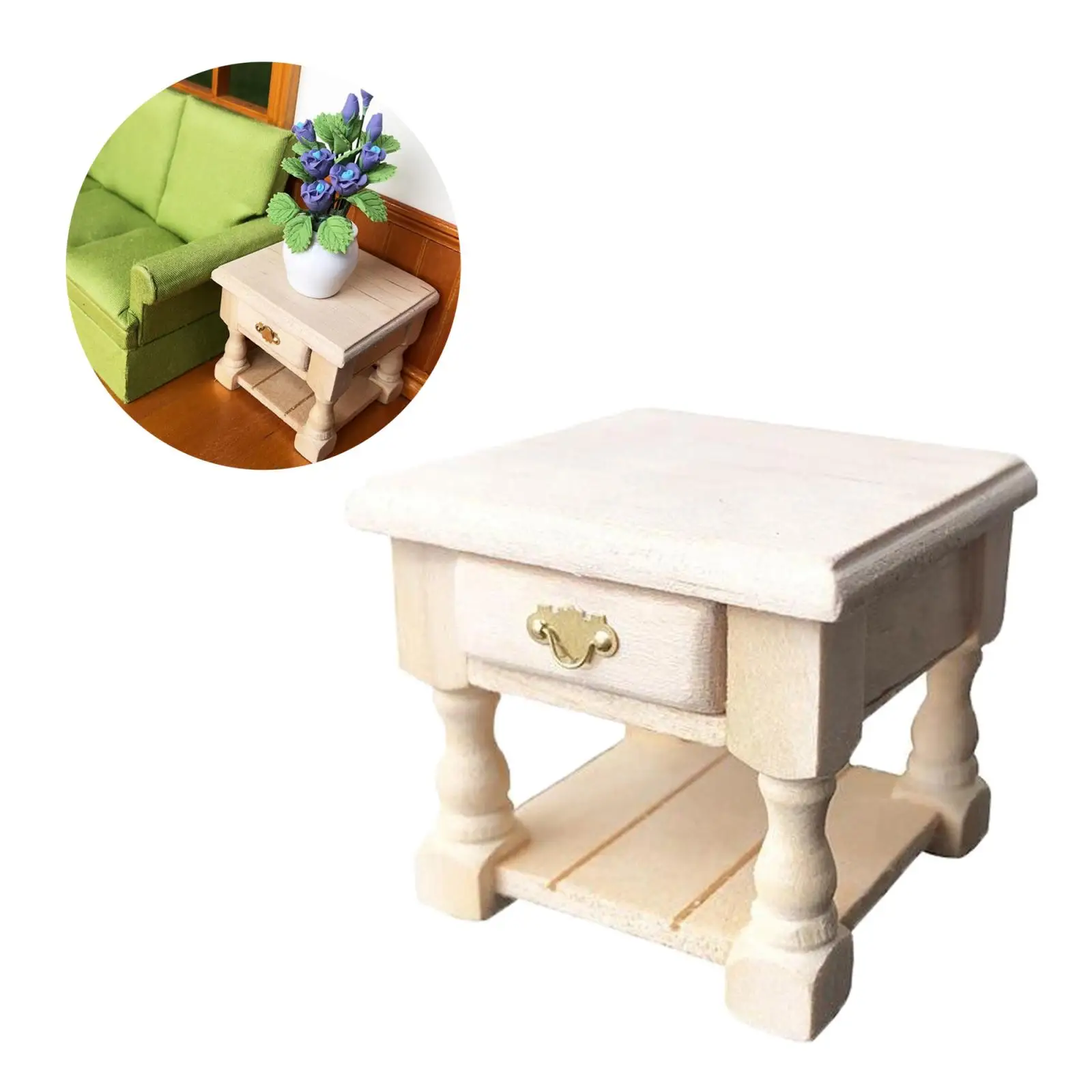 Wooden 1:12 Dollhouse Miniature Living Room End Table Life Scene Accs Gifts