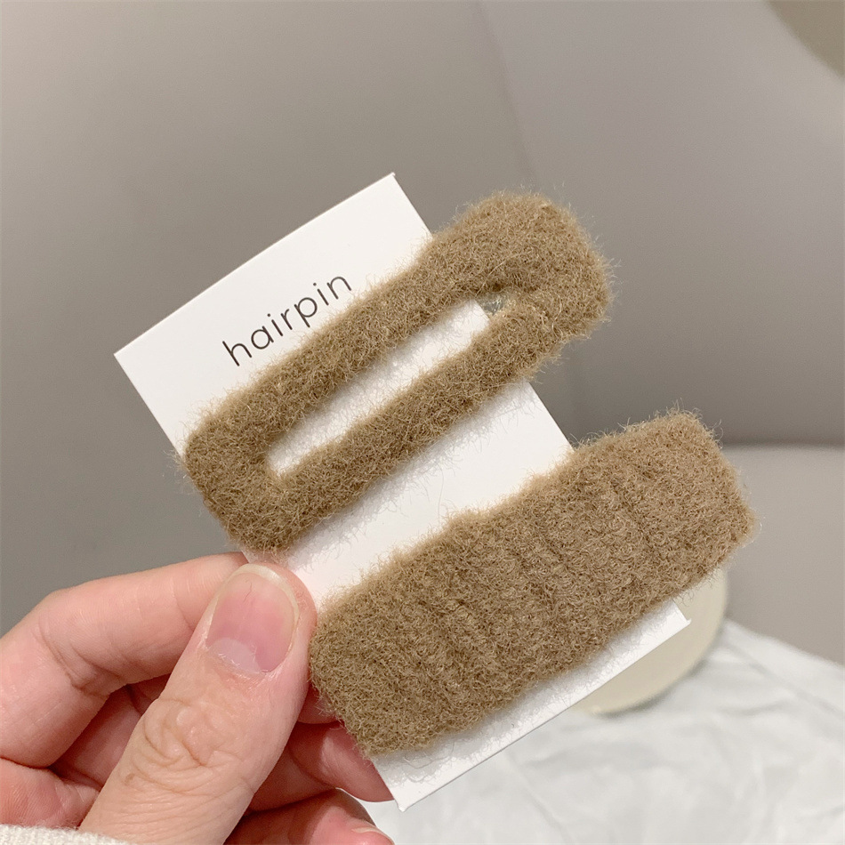 2 stücke Mode Warme Woolen Haarnadel Solide Rechteck Haar Clip Koreanischen Stil Einfache Haar Snap Seite Haar Halter Bobby pin Für Frauen – Detail 8