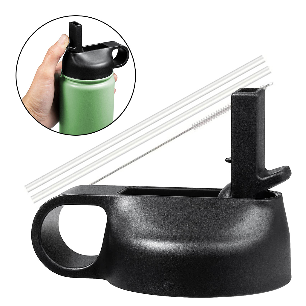 Wide Mouth Straw Lids Accessories Matching 2 Straws and 1 Cleaning Brush fit 12 oz - 64 oz Most Sport Water Bottle