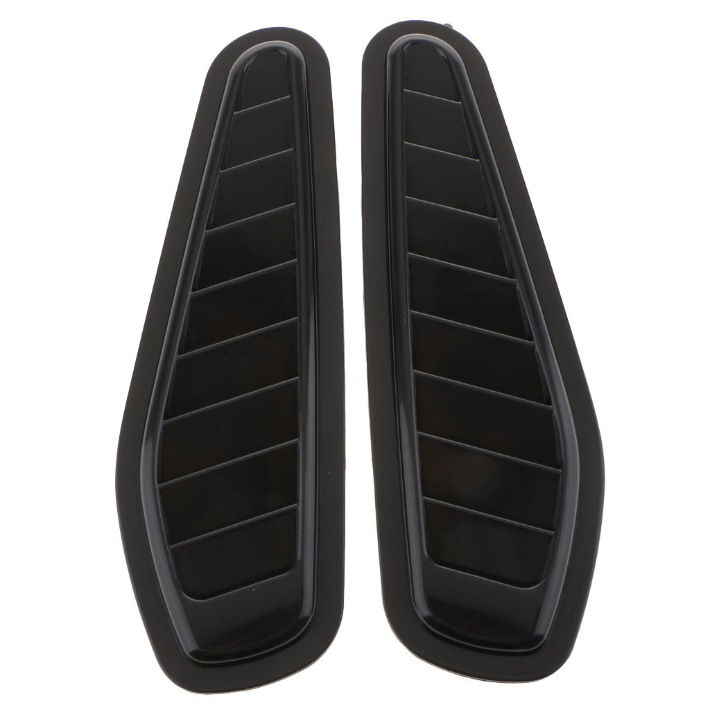 2Pcs Car Decorative Stylish Turbo Bonnet Hood Side Vent Grille Cover Black