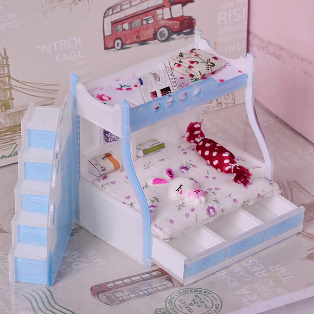 MagiDeal 1/12 Dollhouse Miniature Furniture Children Bunk Bed Bedroom Decor