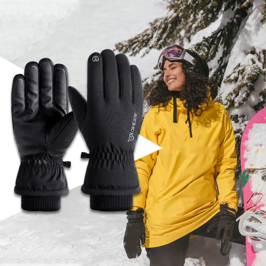 Winter Warm Gloves Touch Screen Waterproof Anti-Slip with Reflective Logo Anti-Wind for Driving Hiking Cycling Skating Skiing