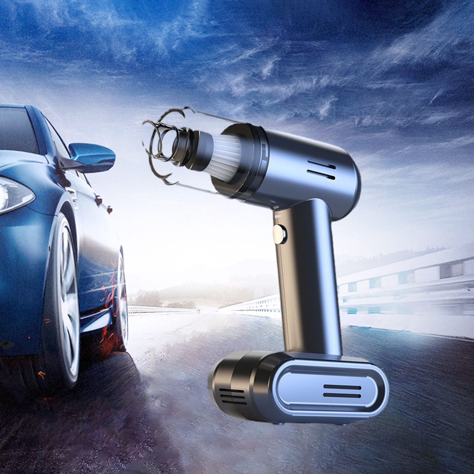 Handheld Air Compressor Inflator LED Light 120W Car Tire Inflator for Automobiles