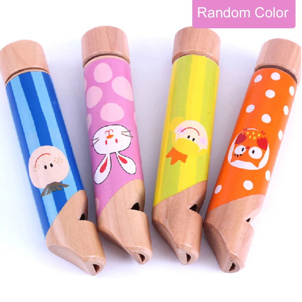 1PCS Wooden Small Piccolo Whistles Sliding Piccolo Baby Musical Instrument Toy Whistling Children Classic Toys