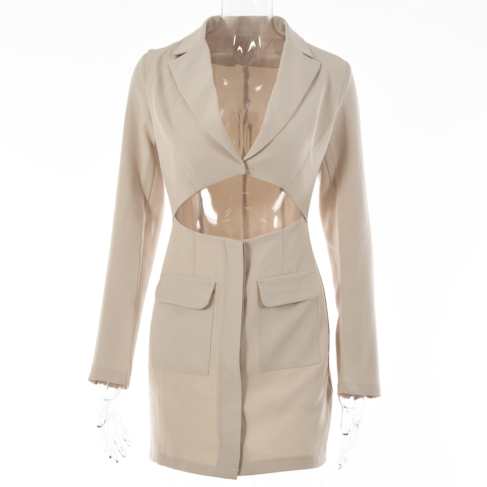 Waliicorners Lapel V Neck Hollow Out Pencil Dress Elegant Dresses Long Sleeve Blazer Dress 14 Hf7e7b4aea9964b1a9c53fe57c4b02c21K
