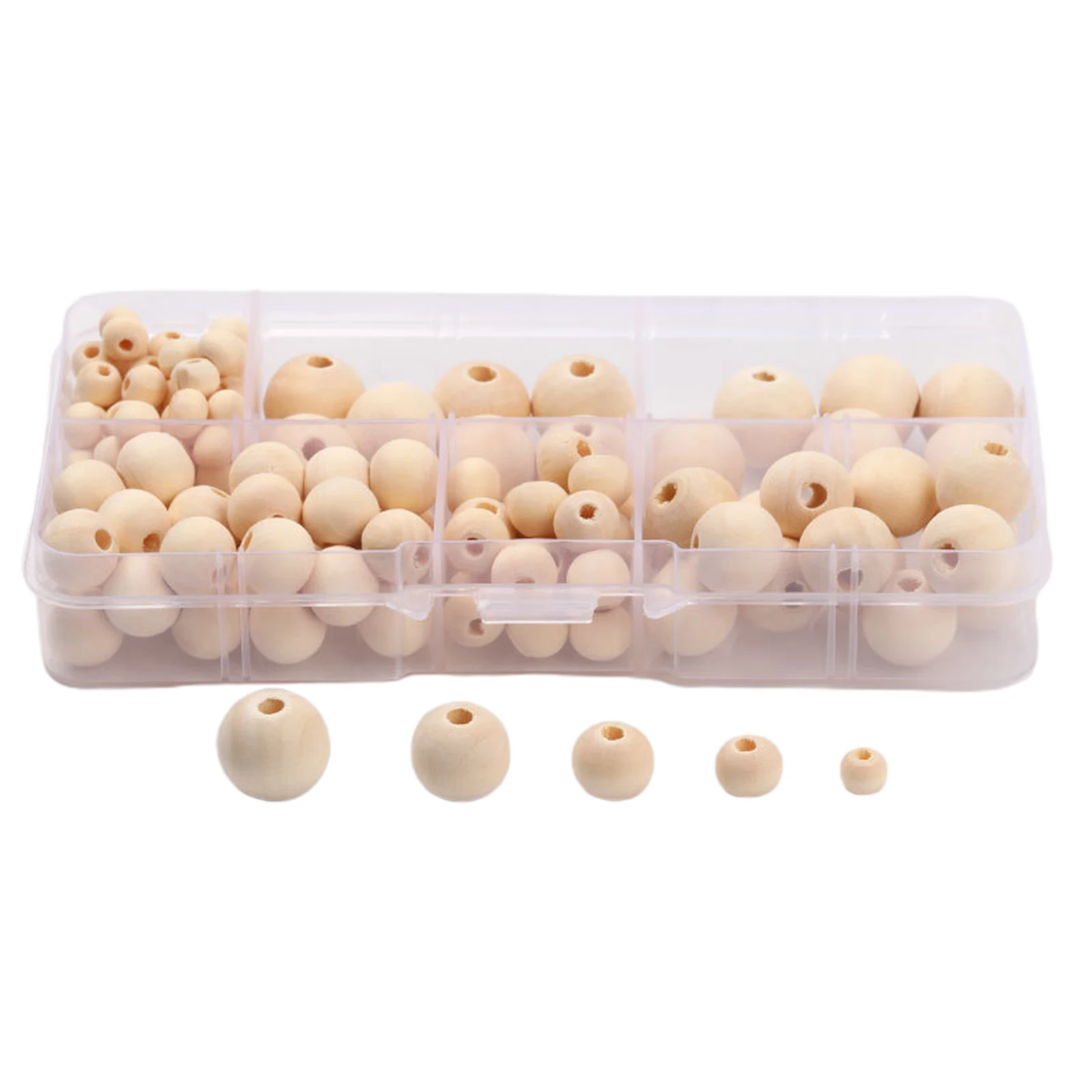 300pcs Natural Round Wood Bead Unpainted Wooden Ball Beads DIY Craft Jewelry