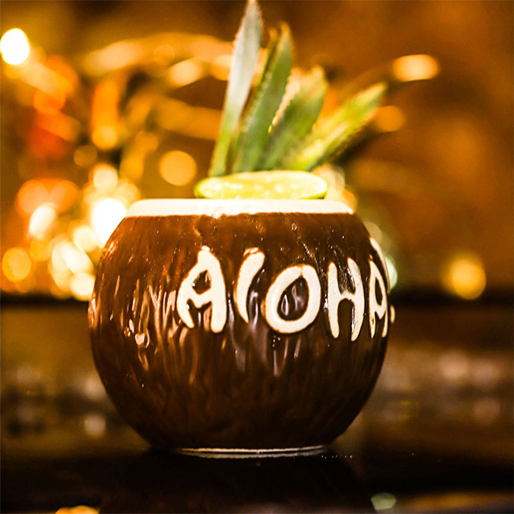 Hawaii Mug Gifts Decor Brown Novelty Creative Funny Coconut Shape Ceramic 13.5 Ounces Cup for Easter Zombie Drinks Beer Maitai