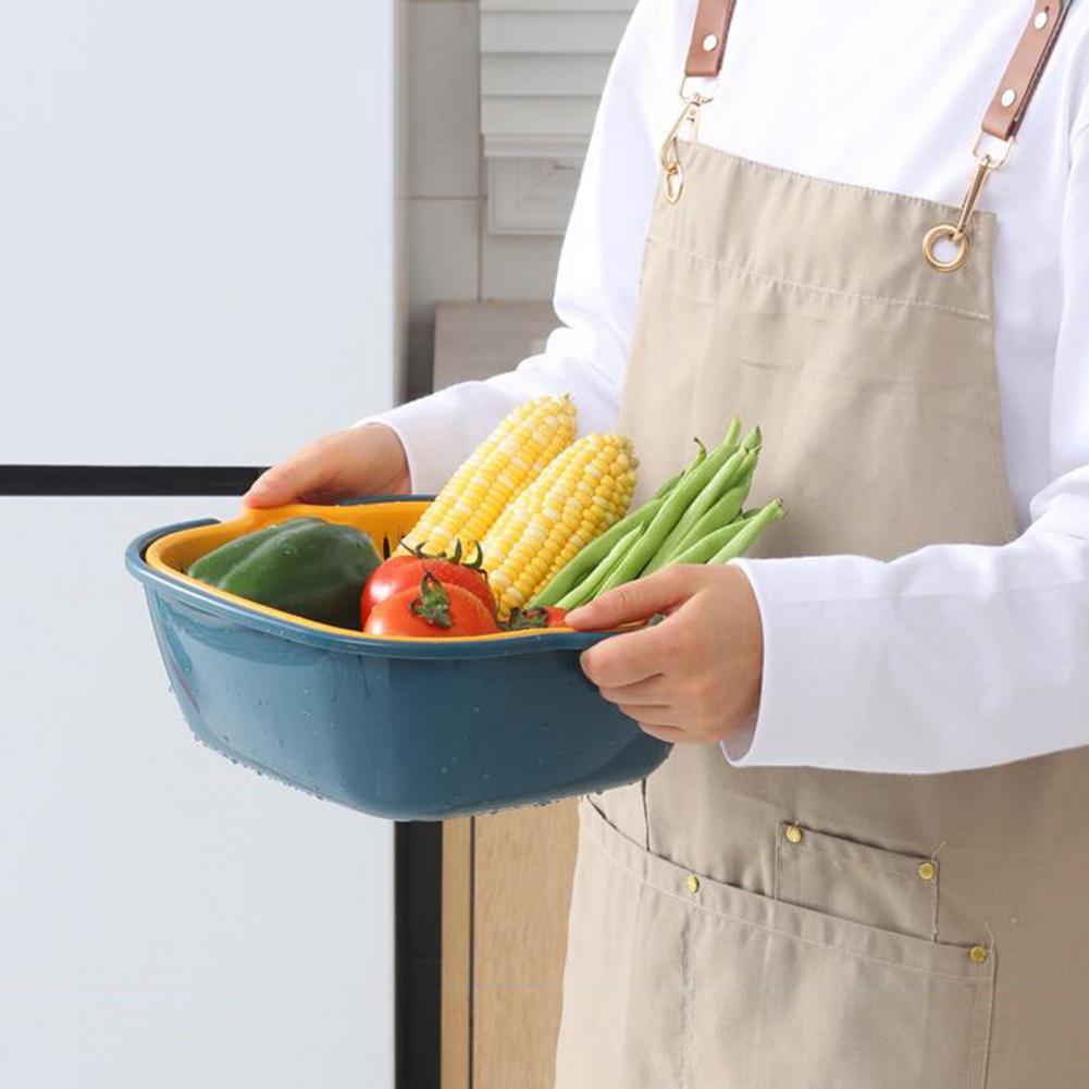 Multi Functional Draining Basket 2 Tiers Space Saving Plastic Dishwashing Basket