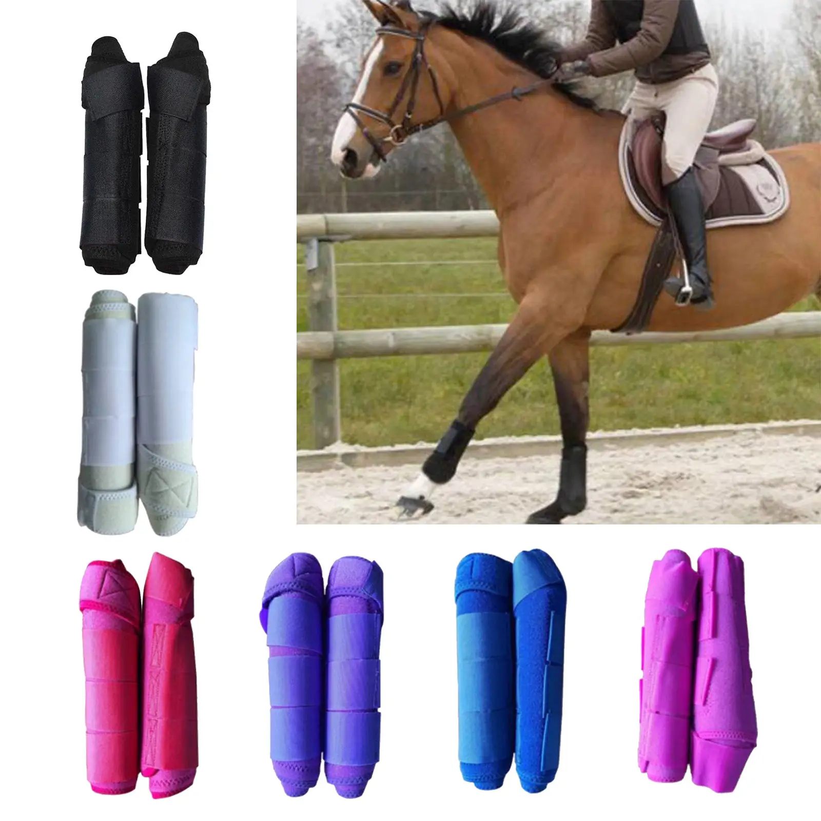 Horse Tendon Boots Equestrain Front Rear Leg Protect Support Brushing Boot Equine Dressage Boots for Training Jumping Riding