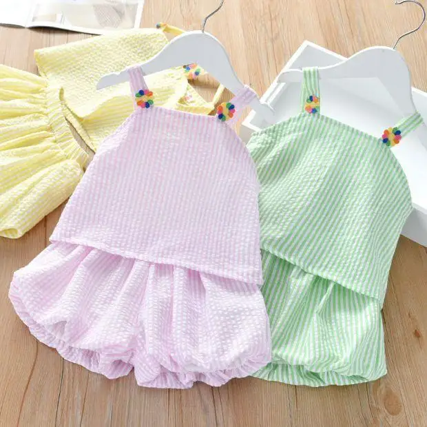 Cute Summer Baby Toddler Muchachas Sin mangas Top and Pantalones cortos Outfits