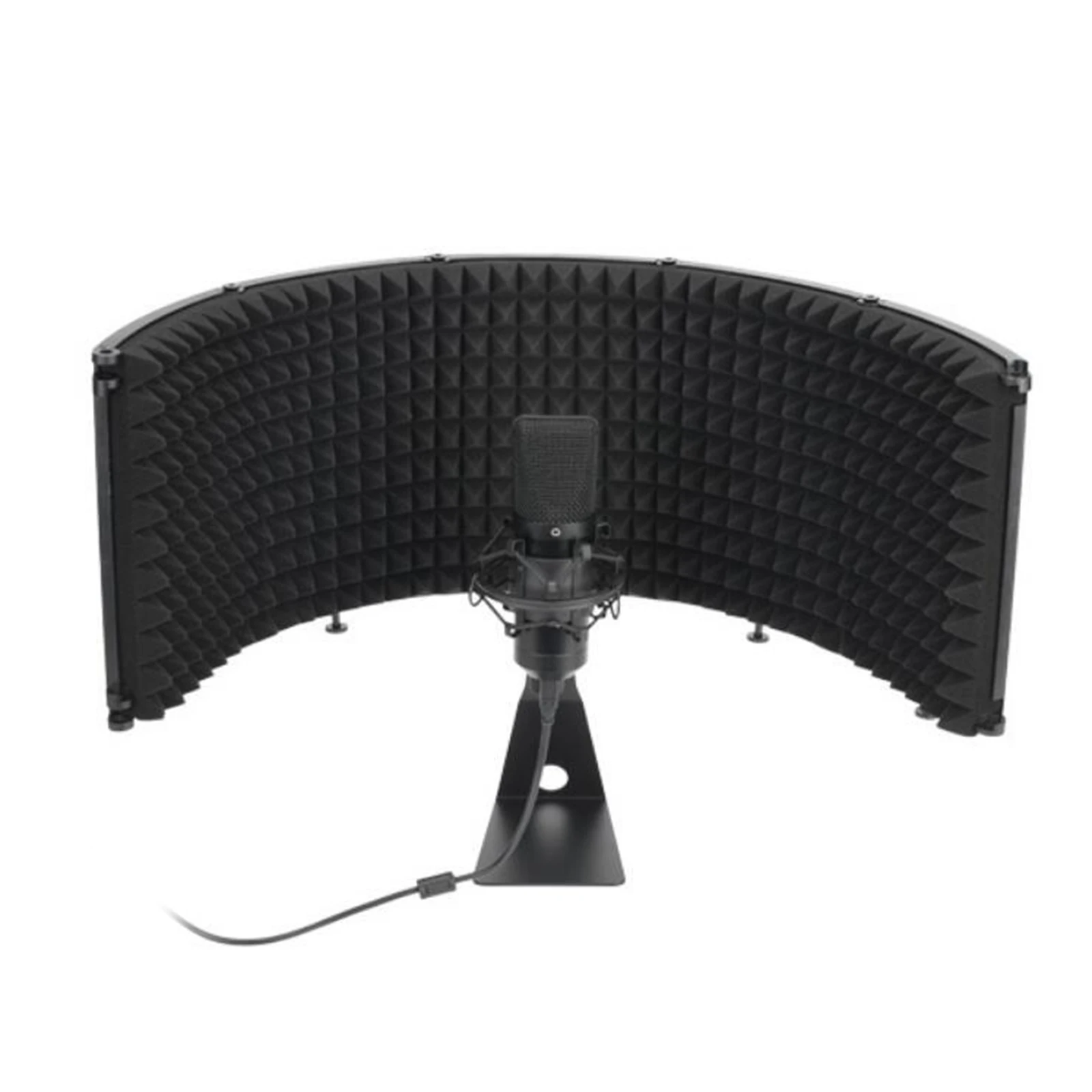 Foldable 5 Panel Studio Microphone Isolation Shield+Stand Vocal Booth Studio Record Acoustic Panel for Reading Sound Broadcast