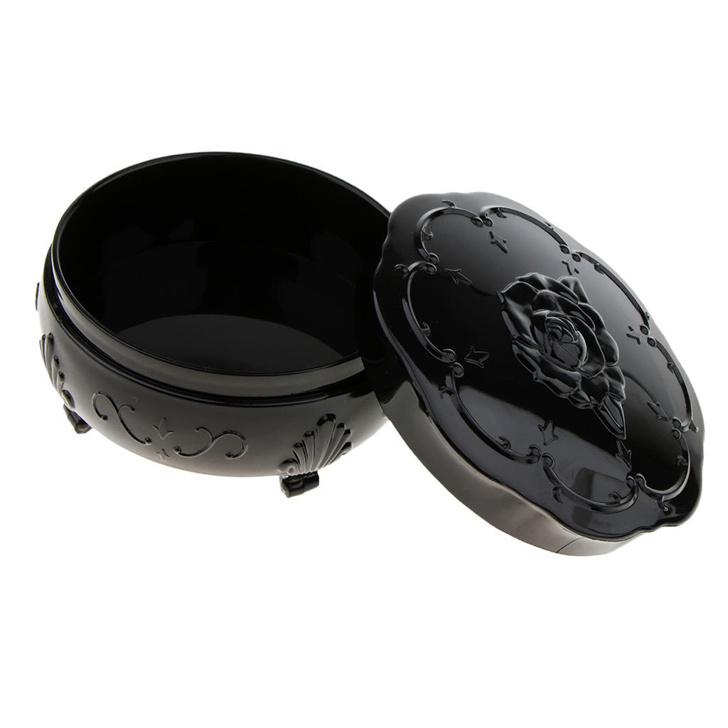 Sweet Rose Flower Pattern Loose Powder Case Makeup Puff Jewelry Storage Box Vintage Rose Flower Pattern Beautiful