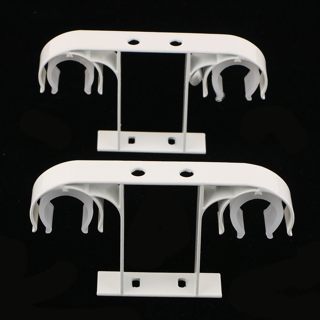 2 Piece Aluminum Alloy Double Curtain Rod Bracket Holder Ceiling Mounted