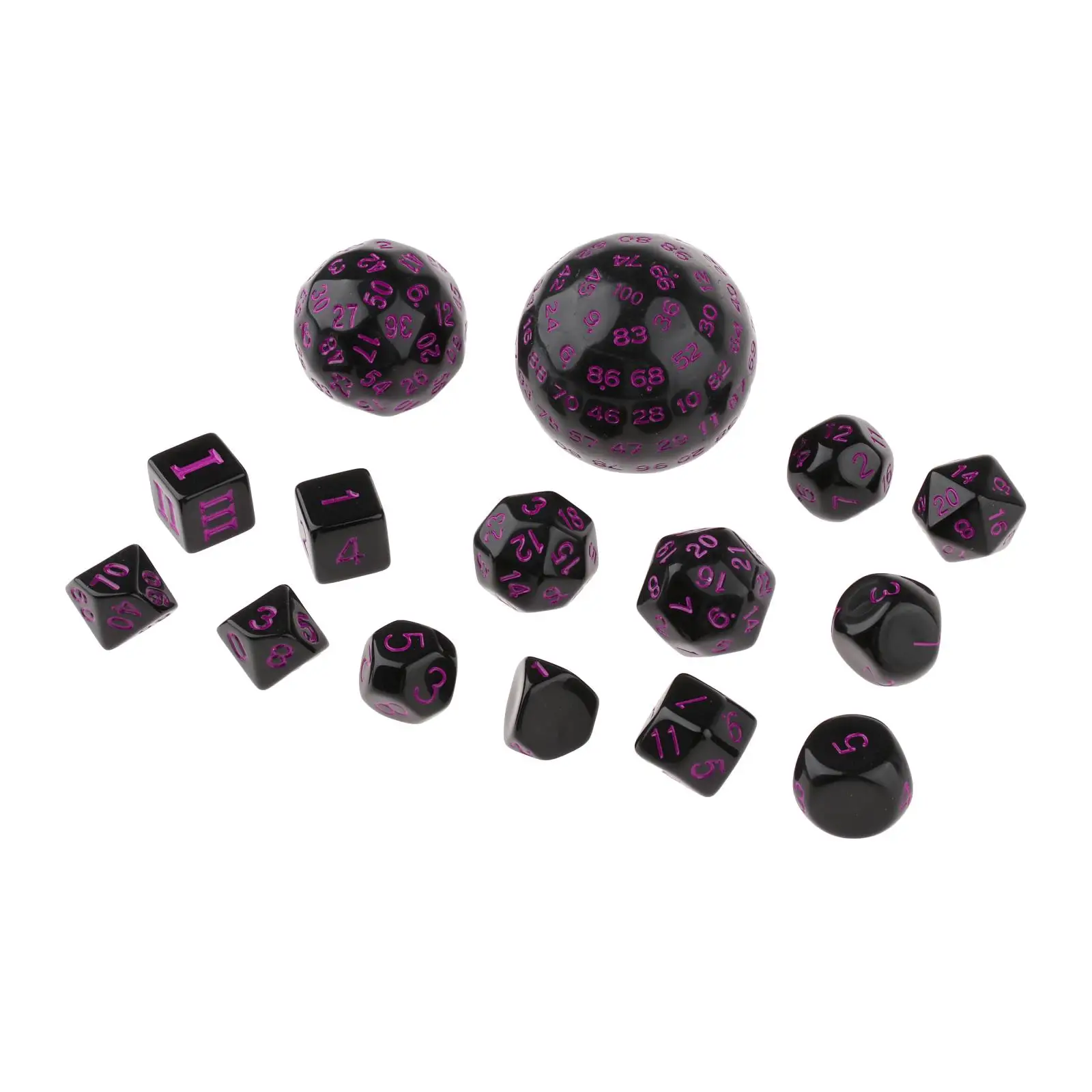 15 PCS Multi Side Digital Dice Set D100 D60 D30 D24 D20 D16 D12 D10 D8 D7 D5 D4 for Role Play Casino Board Game
