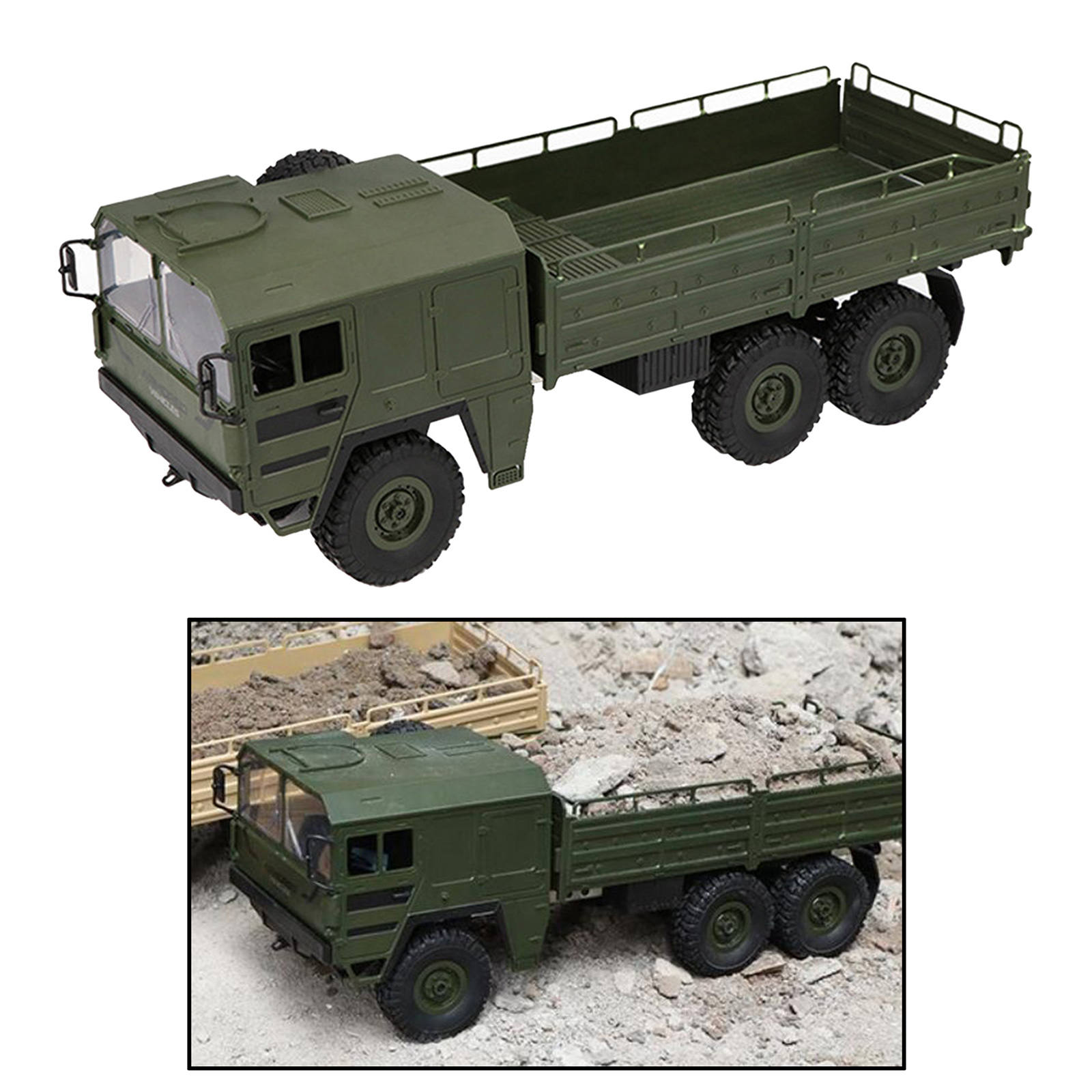2.4G Off Road Car High-Speed Six-Wheel Model Toy Anti-Wear Tires RC Military Truck 1:16 for Outdoor Christmas Present Kids Boys