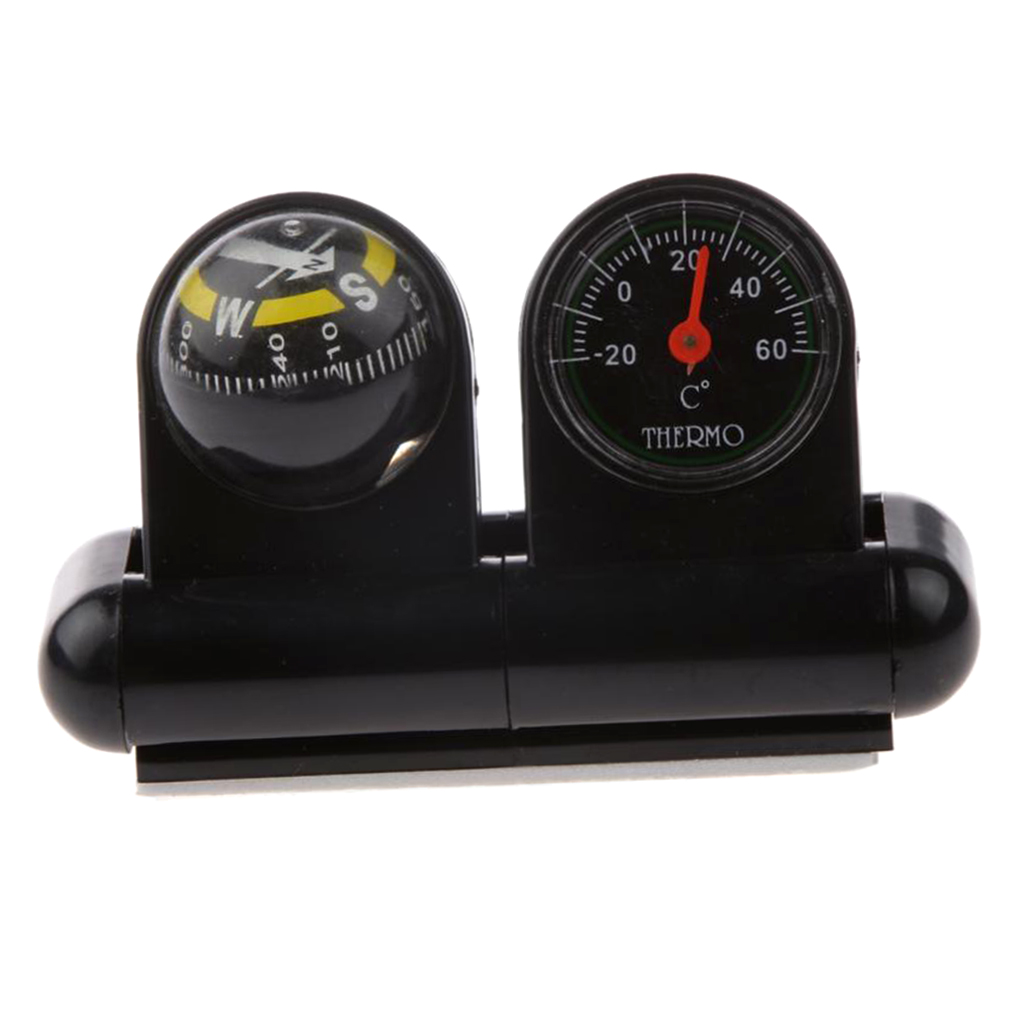 MagiDeal Adjustable 2 In 1 Outdoor Travel Car Compass Thermometer Boat Truck Hiking Hunting Mini Tool Direction Guide Accessory