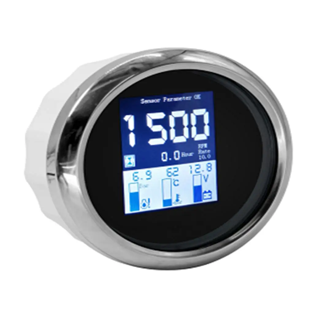 Car 85mm Digital Speedometer Tachometer 6in1 Multi-Function Gauge Multimeter