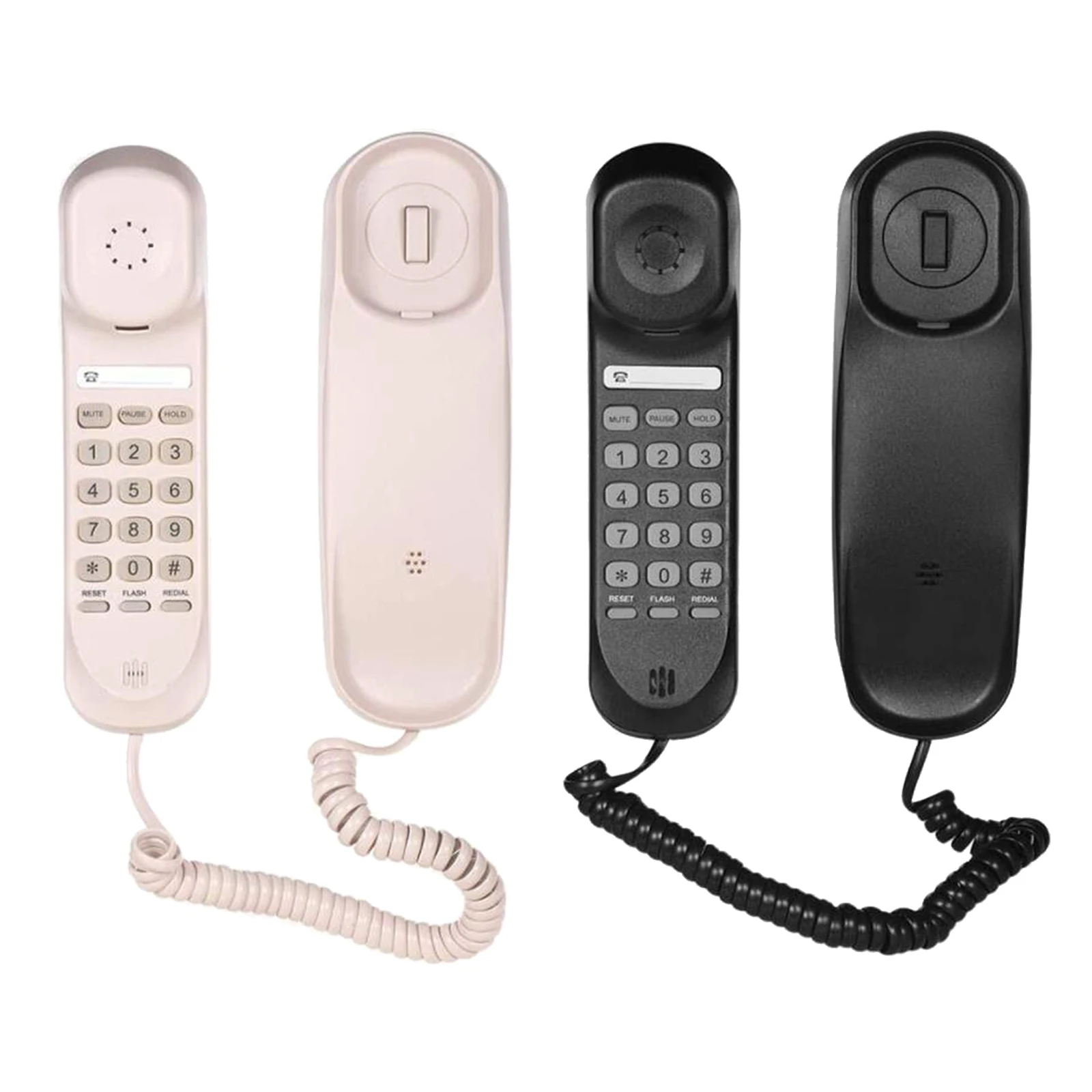 Mini Phone Wall-mount Telephone Desktop Landline Wired Hanging Telephone for Home Office Hotel Business Use