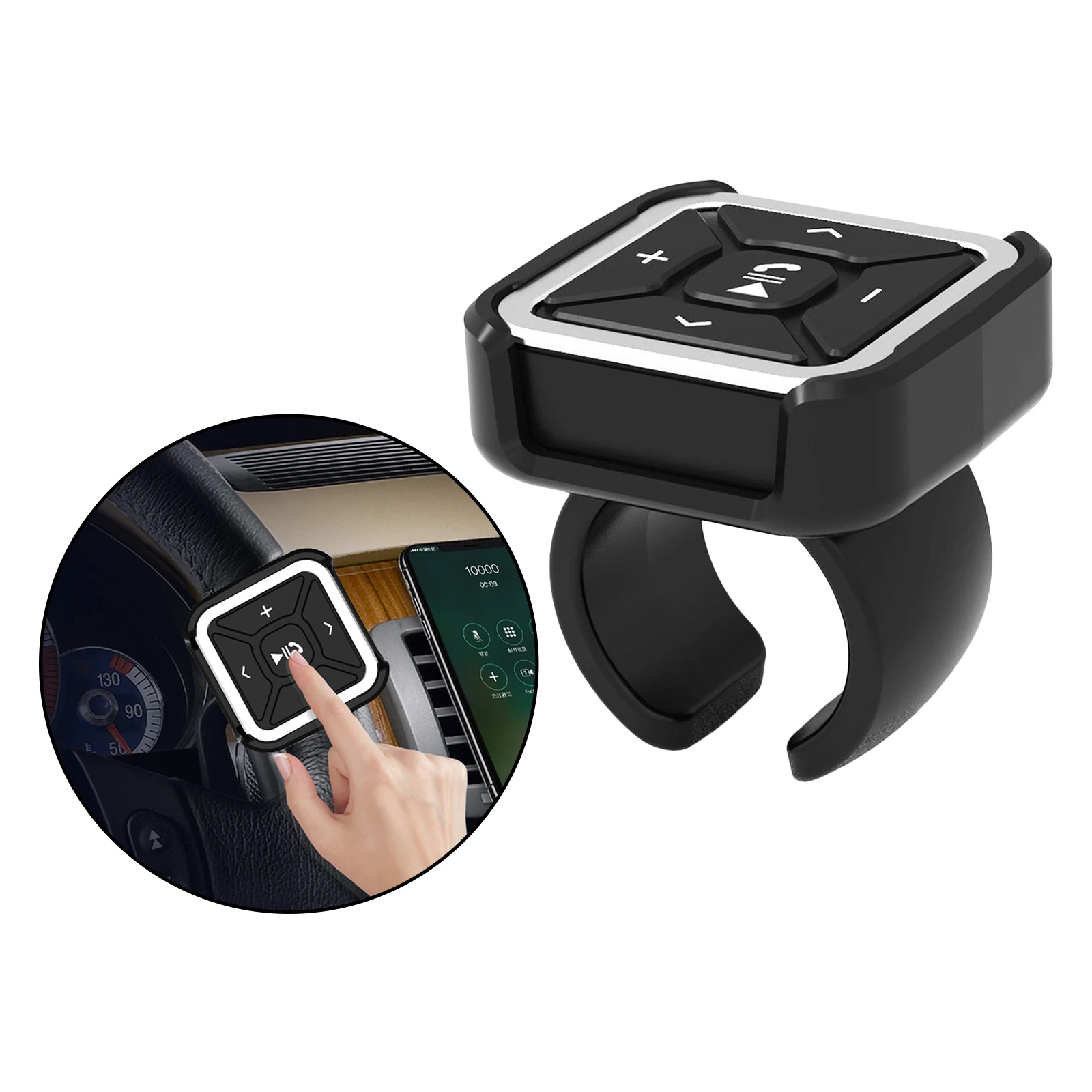 BT009 Car Steering Wheel Bike Mount Bluetooth Remote Control MP3 Media Button for iOS/Android, IPX4 Waterproof