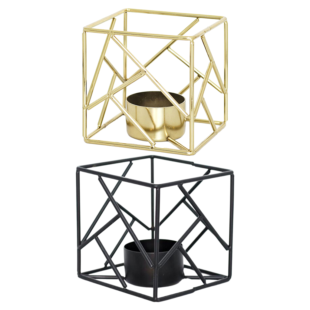 Cube Shaped Candle Holder Tealight Candlestick Desktop Dinner Decor Crafts