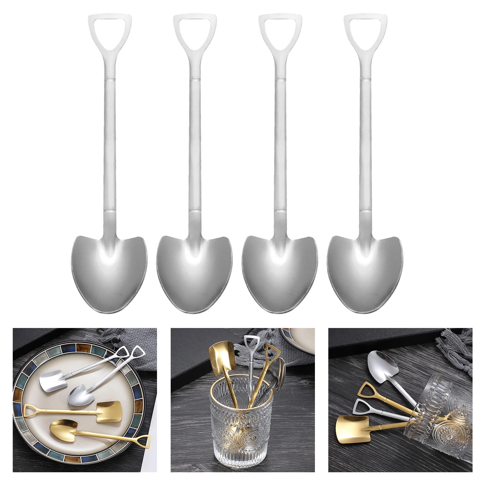 Stainless Steel Coffee Spoon Cutlery Cute Shovel Shape Stirring Appetizer