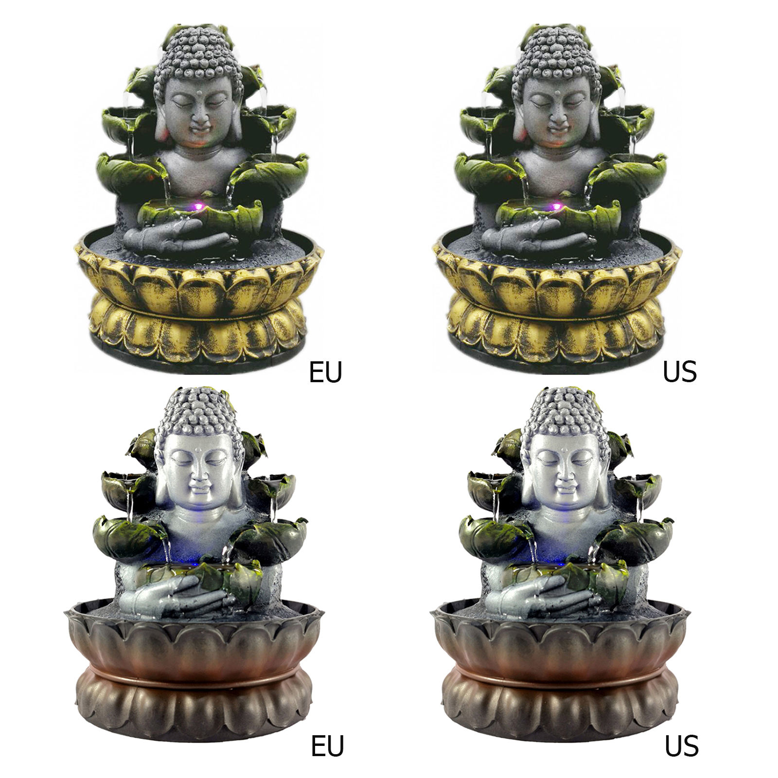 Sitting Buddha Tabletop Fountain Fengshui Water Waterfall Landscape Indoor Home Office Porch Decor