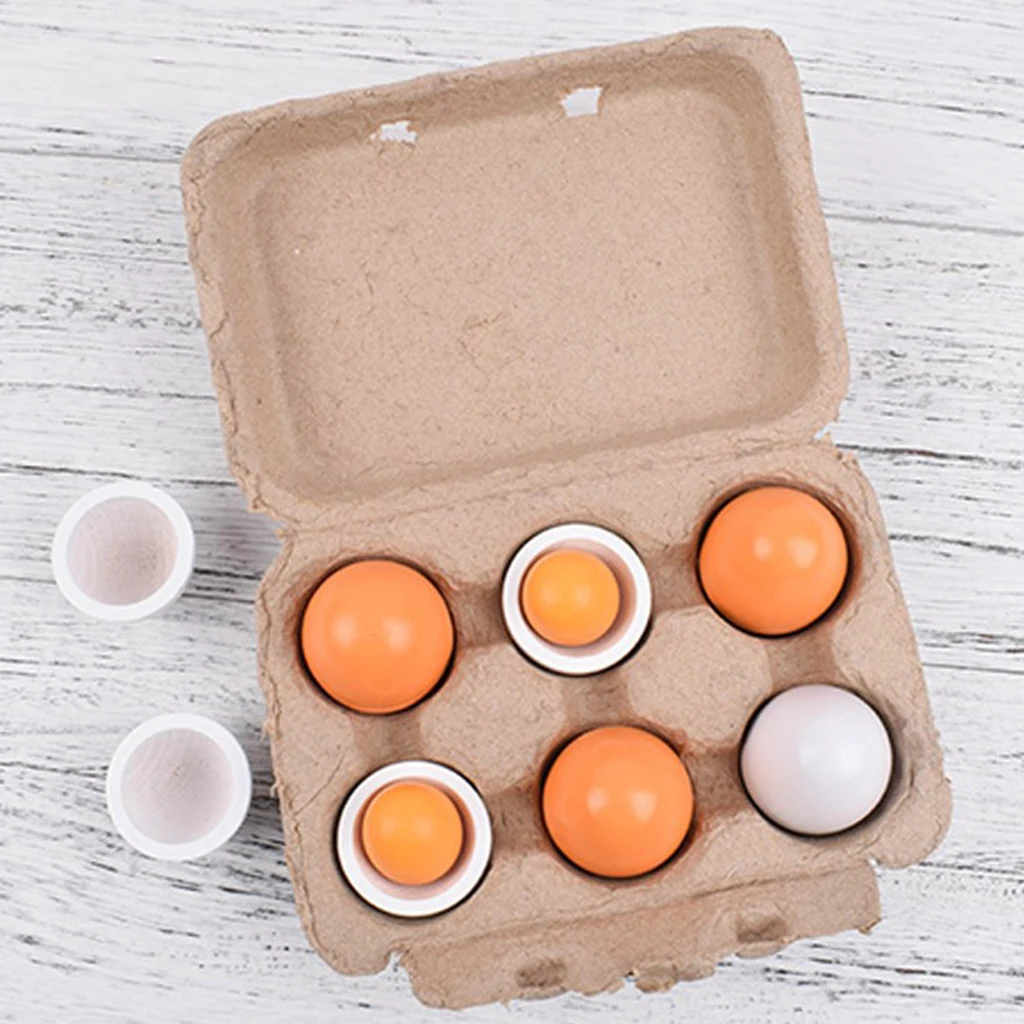 1Set Wooden Eggs Toy Pretend Play Food Toy Kid Educational Toy Xmas Gifts