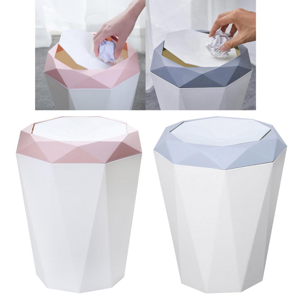 Trash Can with Lid, Trash Bin Trash with Swing Top Lid 12 L Bathroom Trash Can