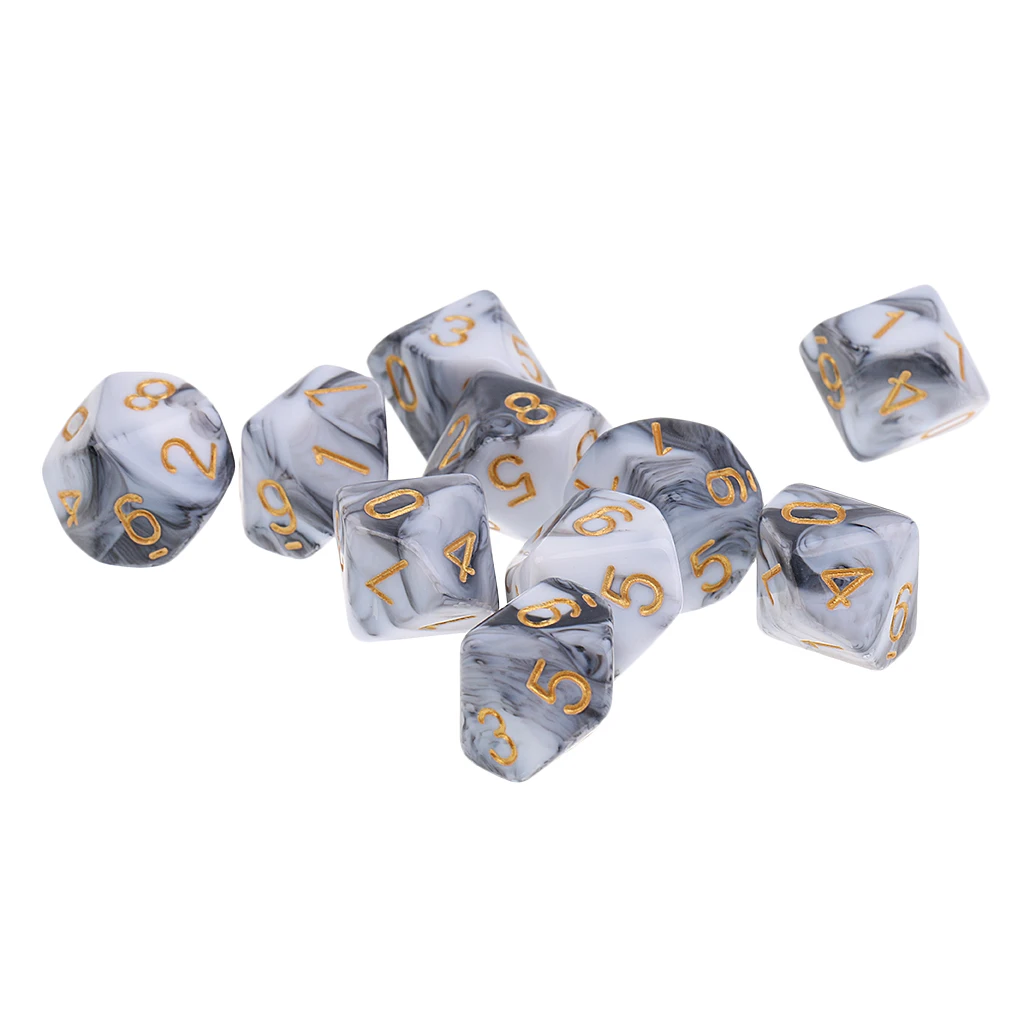 10pcs 10 Sided Dice D10 Polyhedral Dice for   MTG RPG Table Games