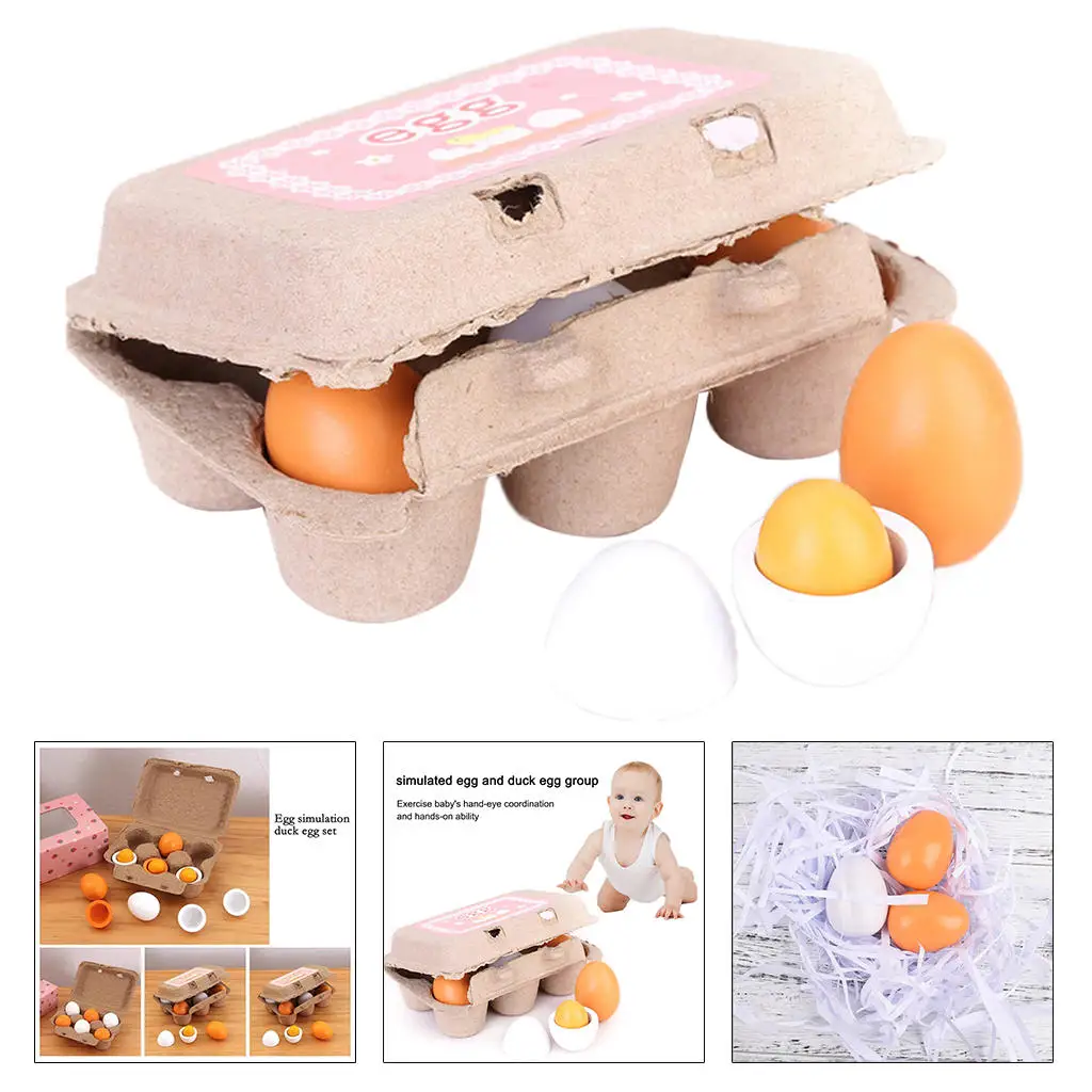 Wooden Eggs Toy Pretend Play Food Toy Kid Educational Toy Birthday Gifts