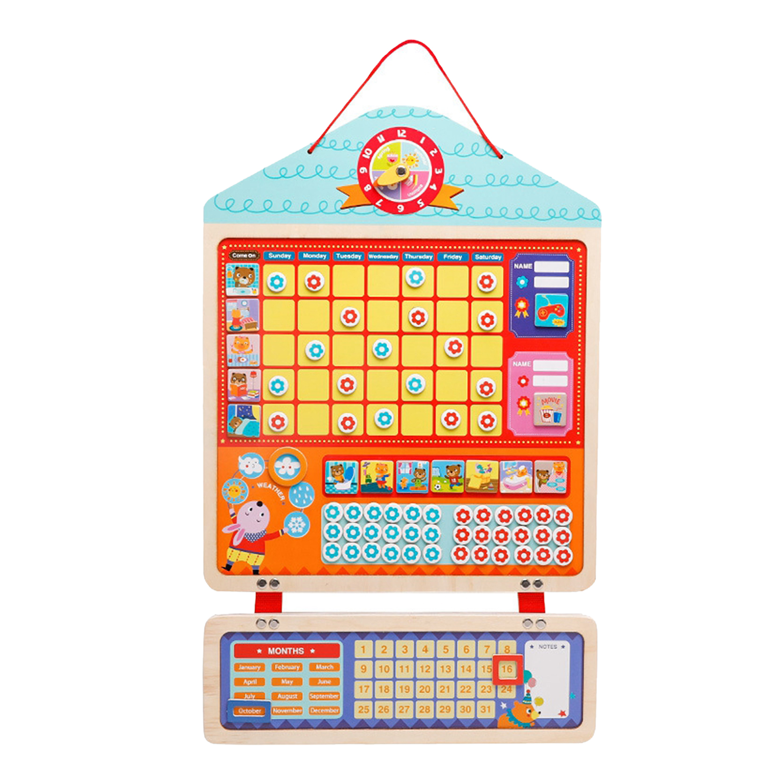 Montessori Children My Magnetic Calendar Chart Record Toys on Wall or Fridge