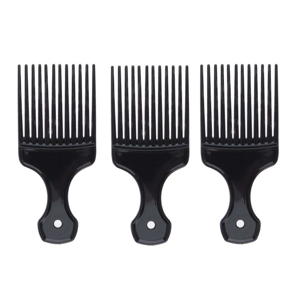 Portable Afro Hair Pick Comb for Curly Hair - 4 Colors - 3 Pieces