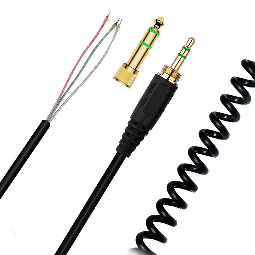 OFC 6.35mm Replacement Spring Coiled Cable Extension Cord for Sony MDR-7506 MDR-7509 MDR-V6 MDR-V600 MDR-V700 MDR-V900 Headphone