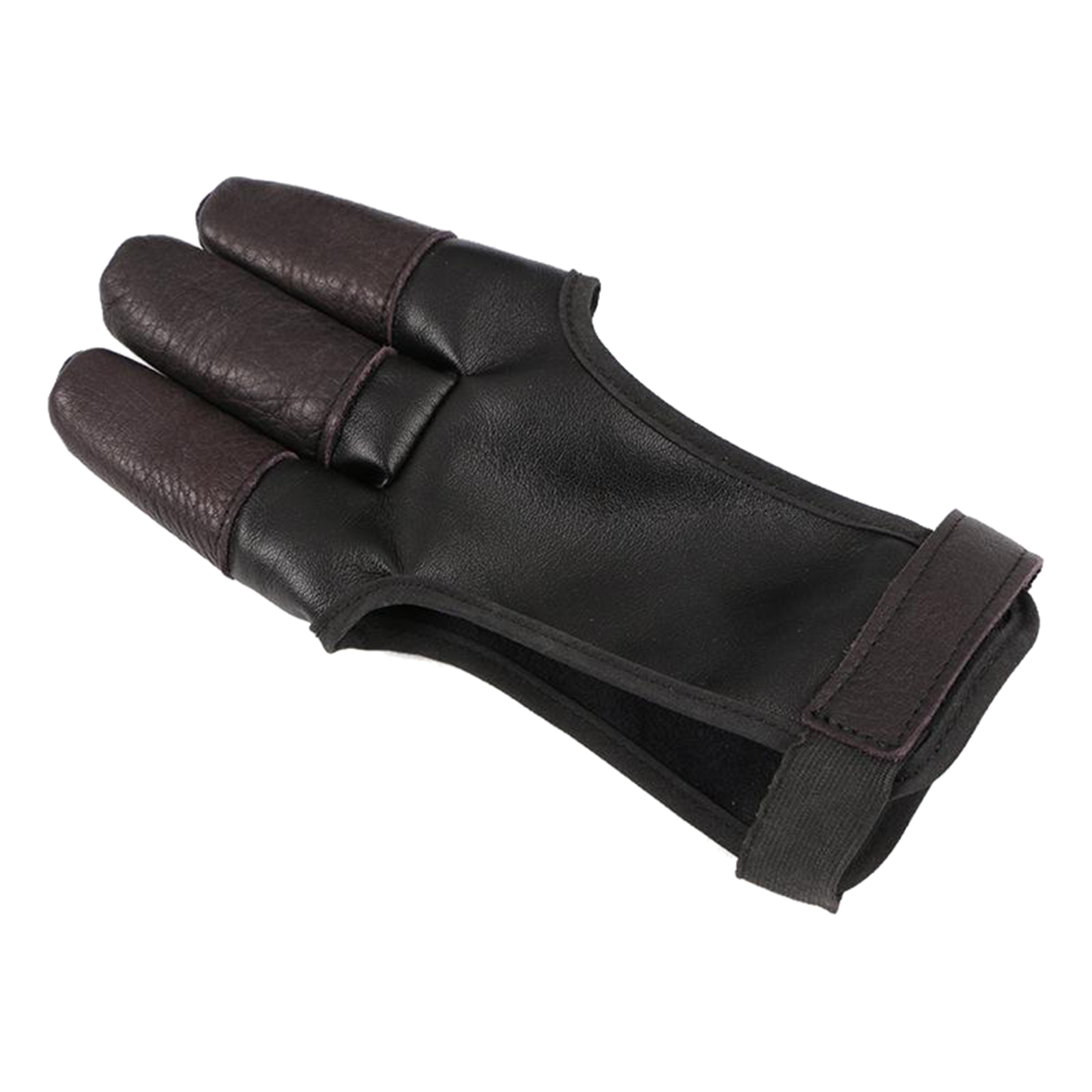 Handmade Archery Gloves Black PU Leather Three Finger Compound Bow Durable Cow