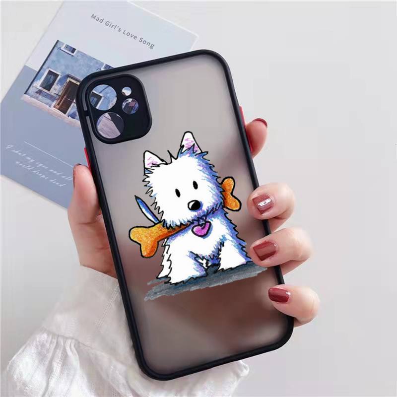 Westie lovely cartoon dog Phone Case matte transparent  For iphone 7 8 11 12 13 plus mini x xs xr pro max cover iphone 11 case with card holder