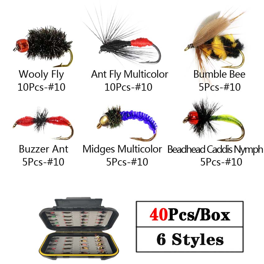 40/78/126 Teile/schachtel Gemischte Stile Fliegenfischen Köder Nass/Trocken Nymphe Künstliche Fliegen Köder Pesca Tackle Forelle karpfen Kit – Detail 2