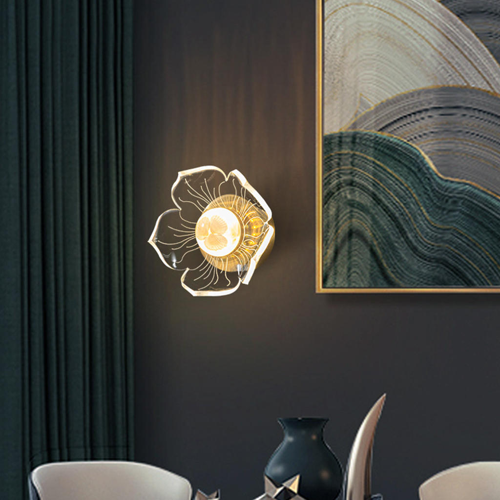 Simple LED Wall Lamp ,Sconce Light Plug-in Night Lamp Lighting Fixtures Wall Mounted Lotus for Home Doorway Indoor Outdoor Decor